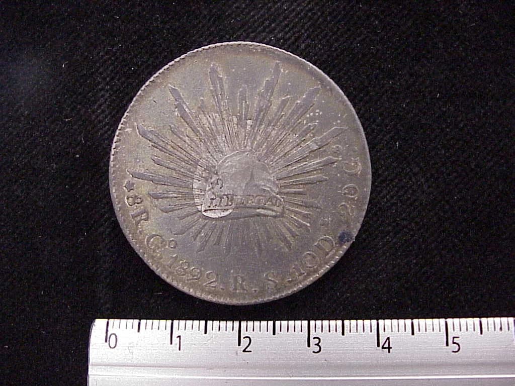 8 Plata 1892 . Inventario Banxico 8274 (reverso)