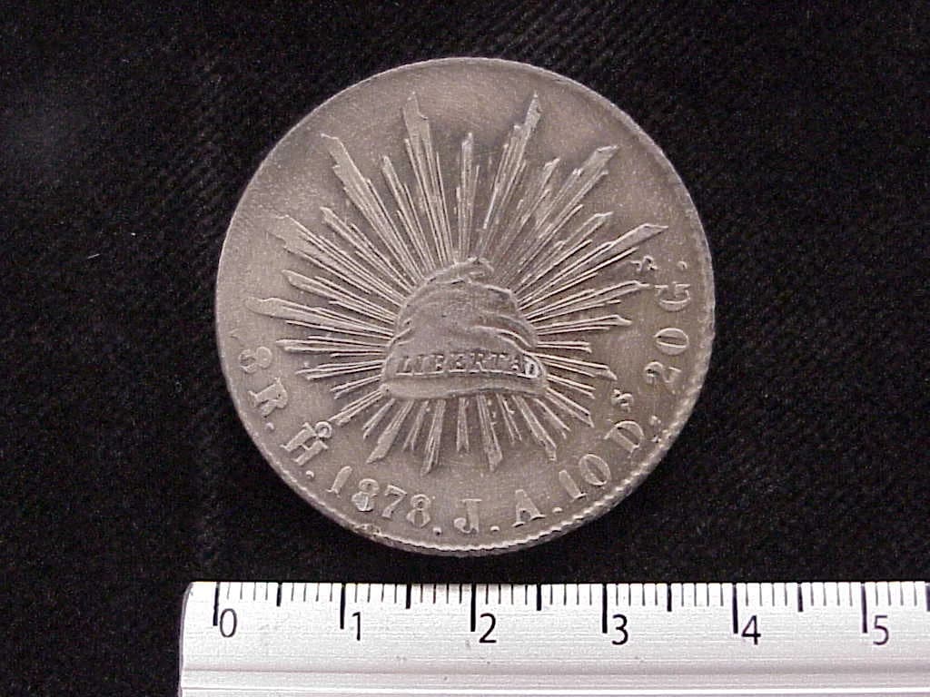 8 Plata 1878 . Inventario Banxico 9187 (reverso)
