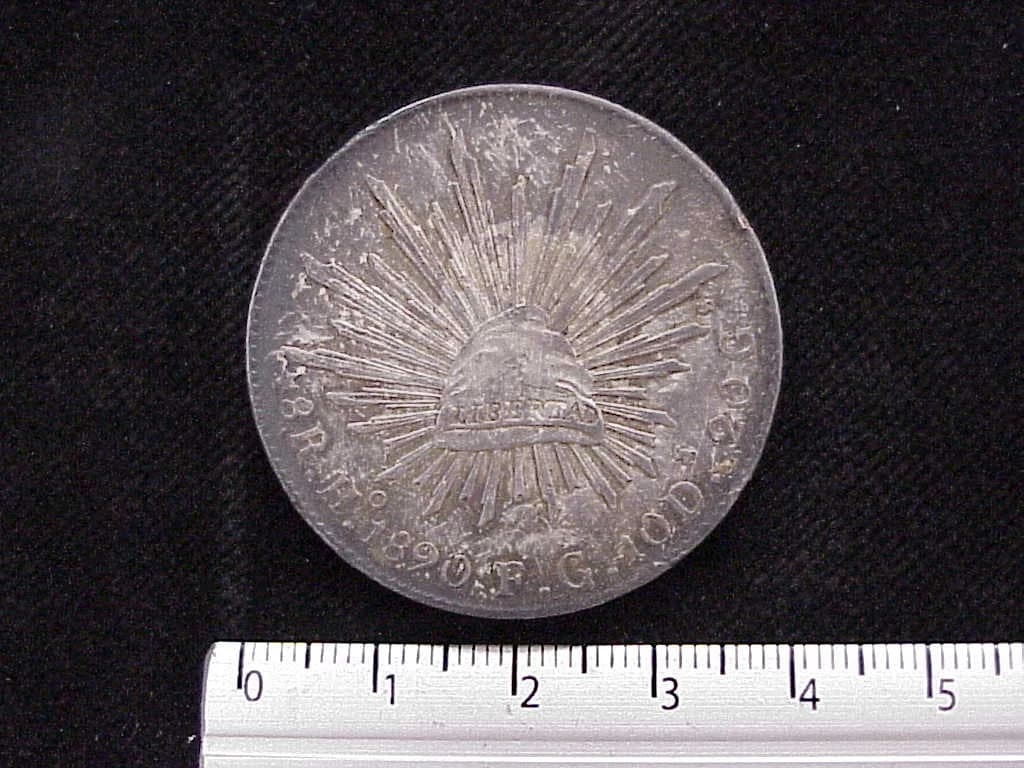 8 Plata 1890 . Inventario Banxico 9227 (reverso)