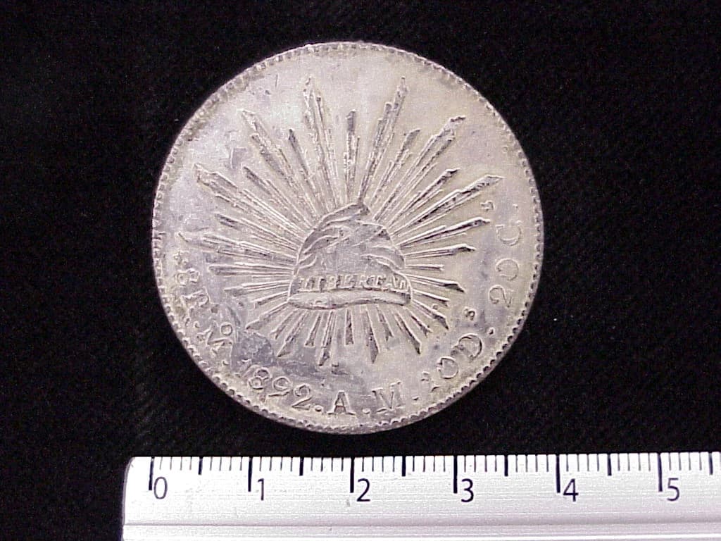 8 Plata 1892 . Inventario Banxico 4457 (reverso)