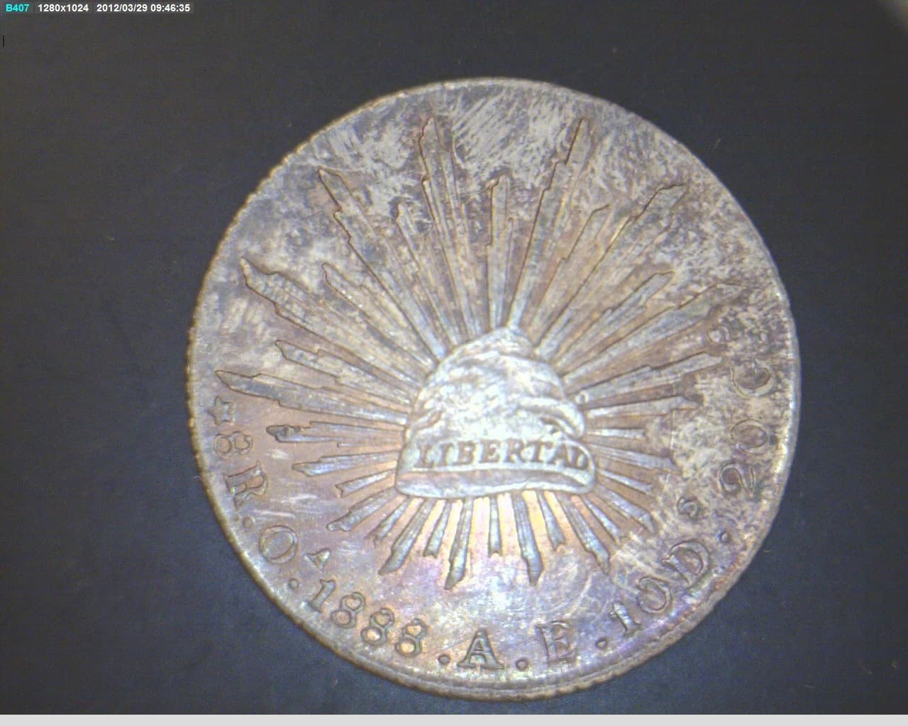 8 Plata 1888 . Inventario Banxico 9456 (reverso)