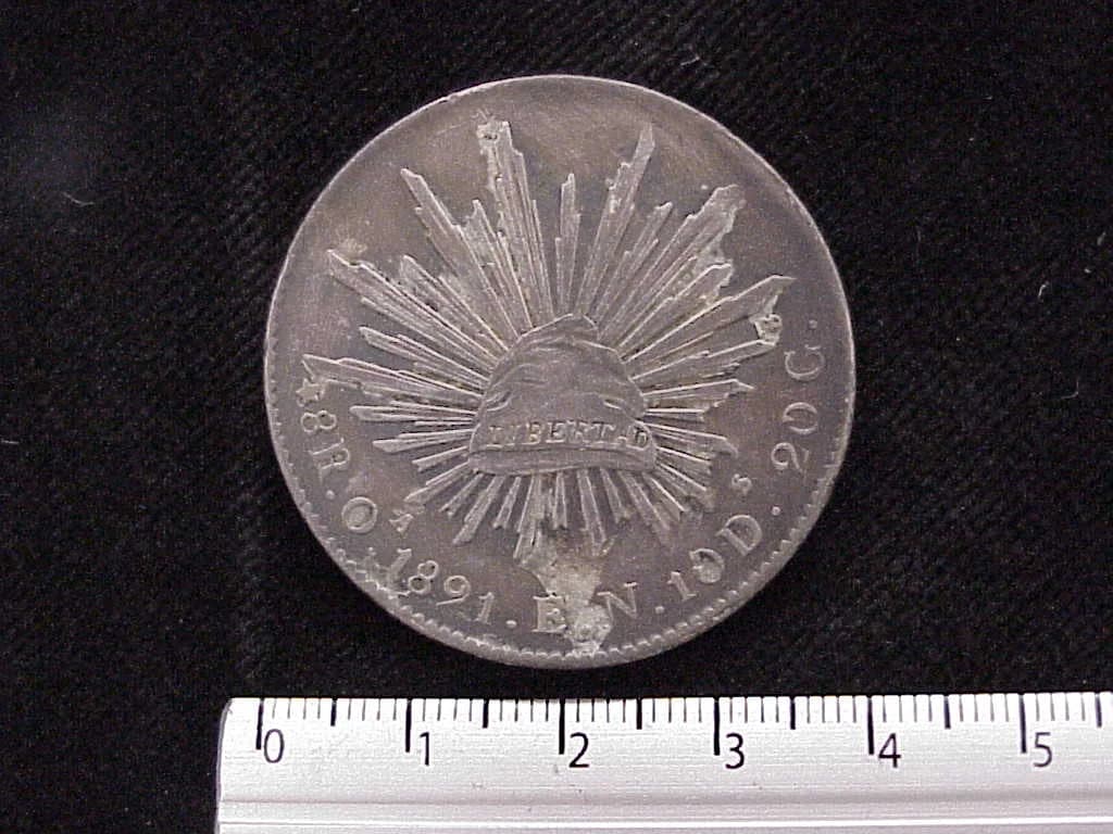 8 Plata 1891 . Inventario Banxico 9466 (reverso)