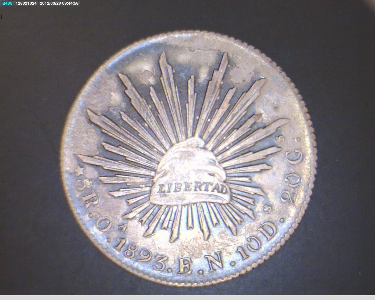 8 Plata 1893 . Inventario Banxico 9473 (reverso)