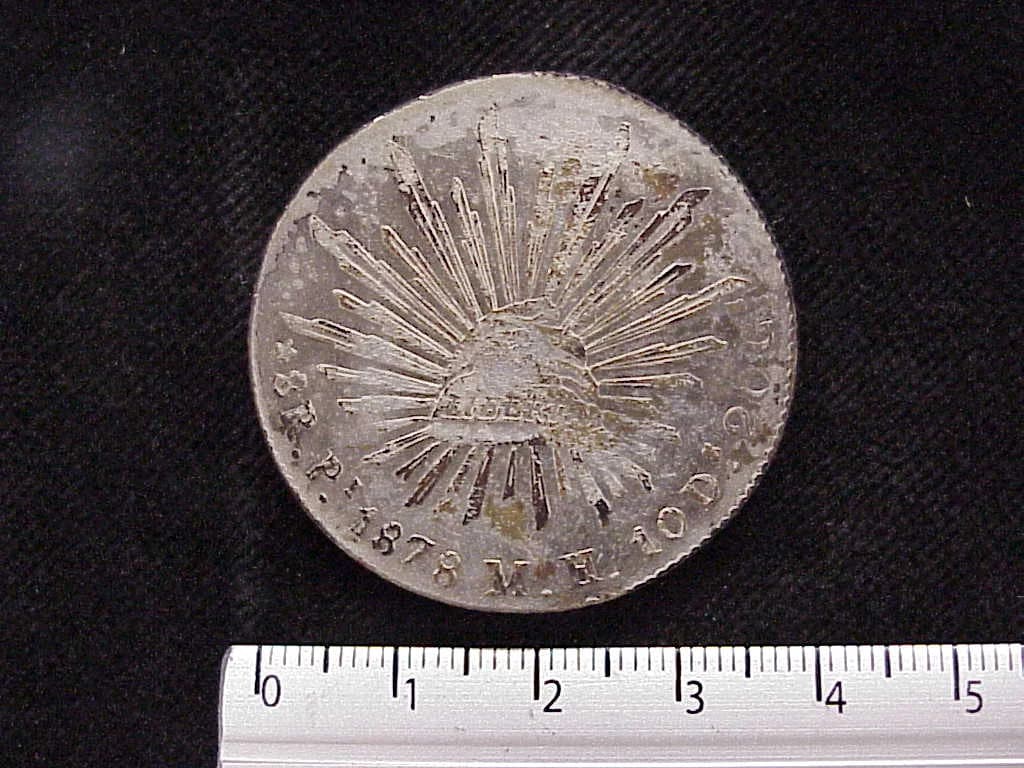 8 Plata 1878 . Inventario Banxico 9640 (reverso)