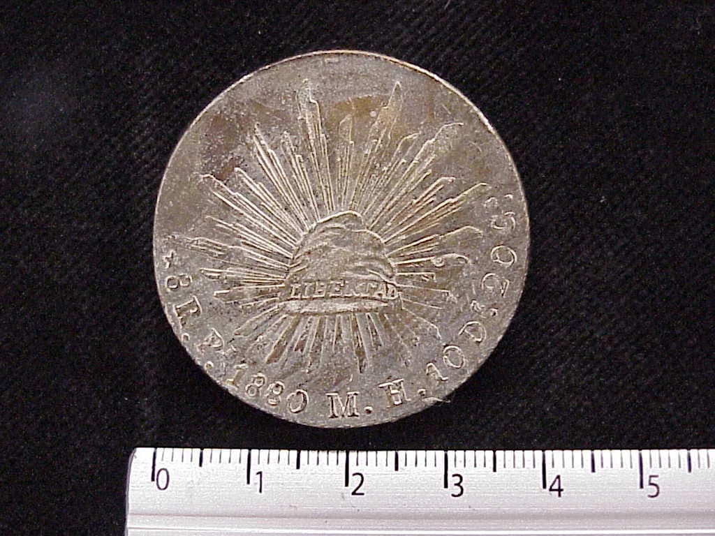 8 Plata 1880 . Inventario Banxico 9650 (reverso)