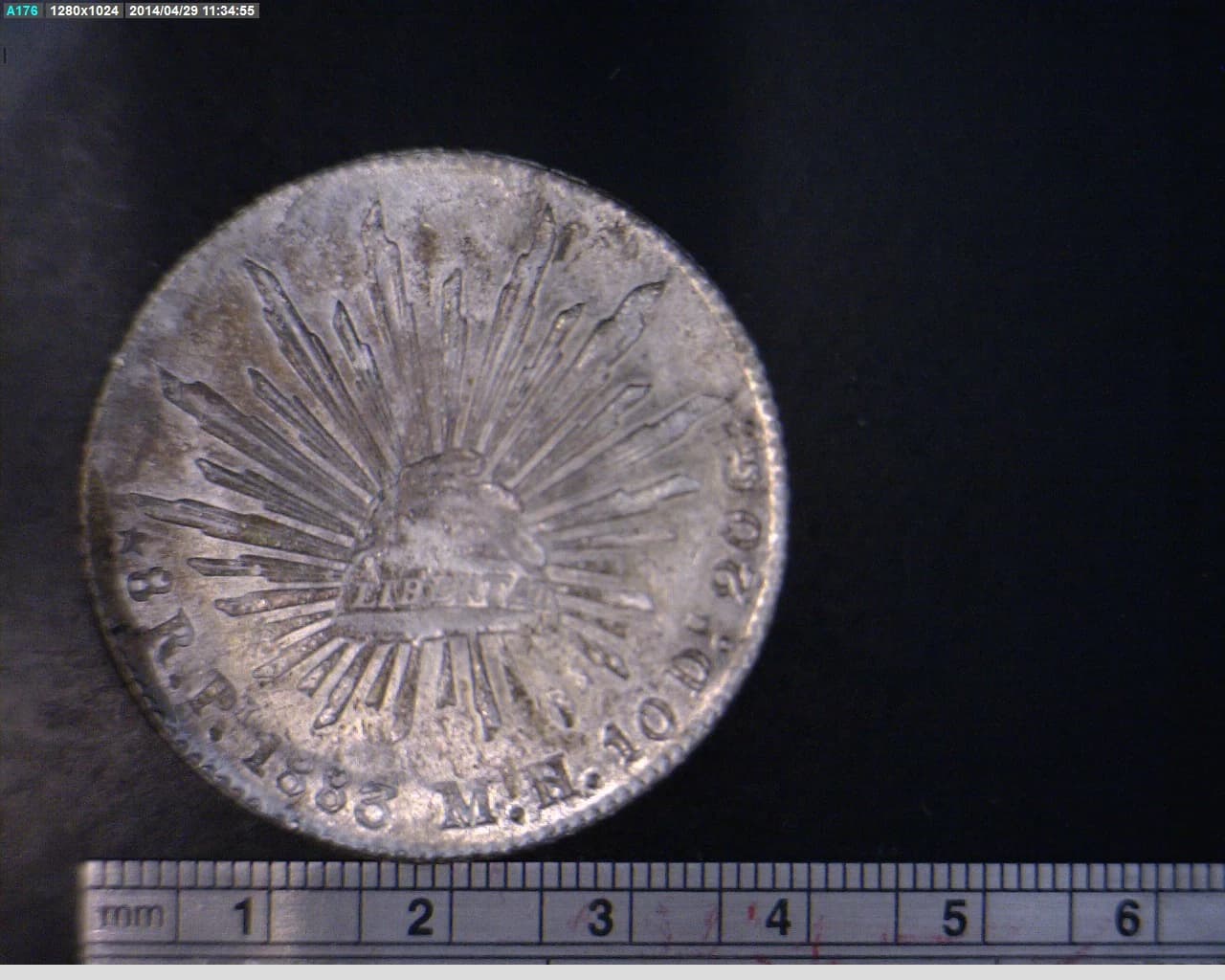 8 Plata 1883 . Inventario Banxico 9662 (reverso)