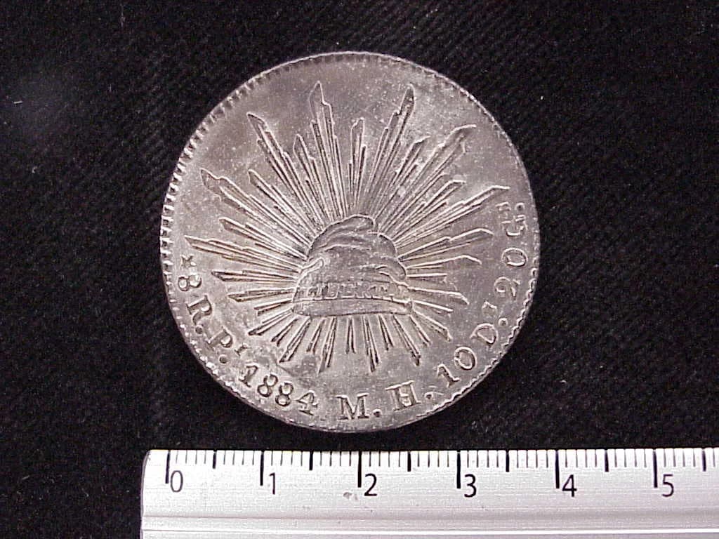 8 Plata 1884 . Inventario Banxico 9665 (reverso)