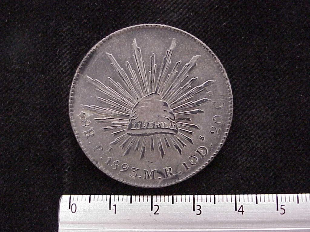 8 Plata 1893 . Inventario Banxico 9701 (reverso)