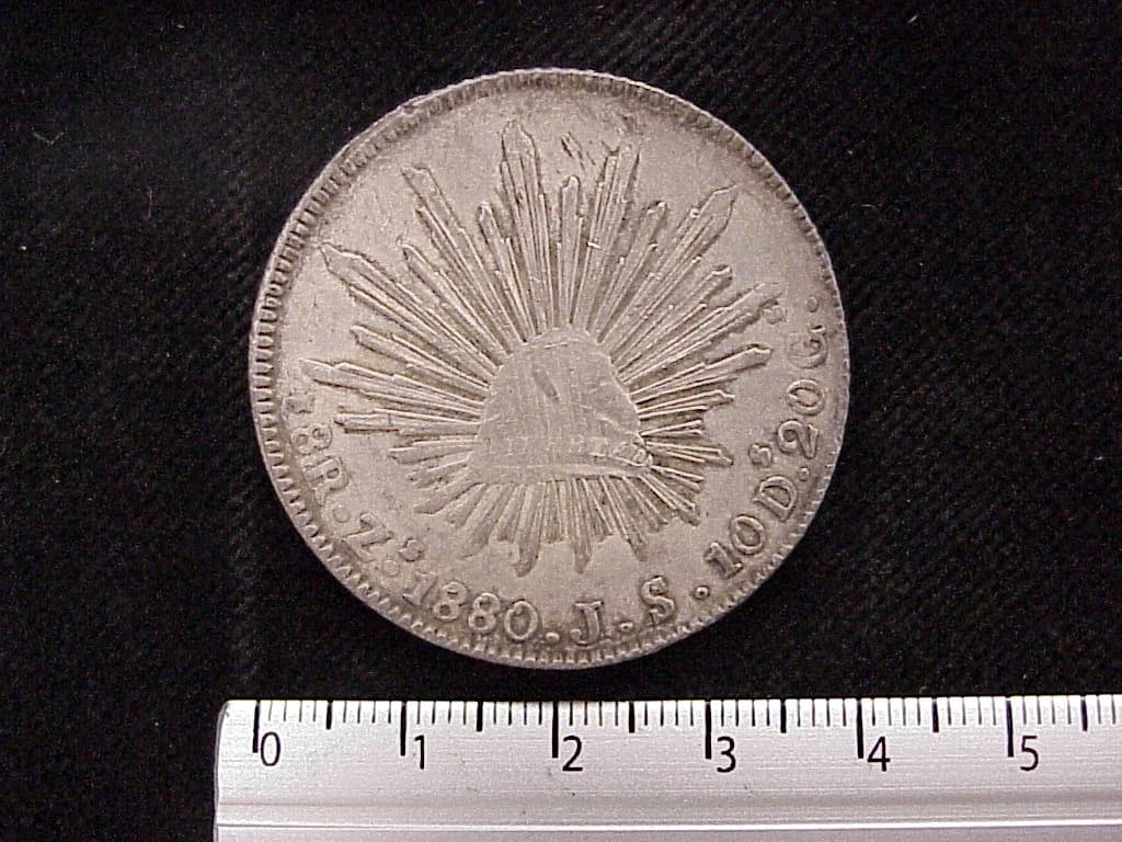 8 Plata 1880 . Inventario Banxico 10324 (reverso)