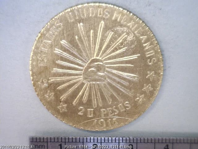 Hidalgo 20 Pesos Oro 1914 · Reverso
