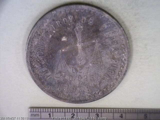 Onza Troy de Plata Pura 1978 (reverso)