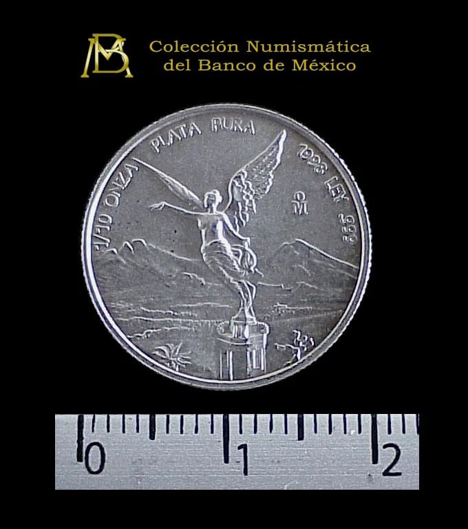 1/10 oz Libertad Plata 1998 · Inventario Banxico 20914 (reverso)